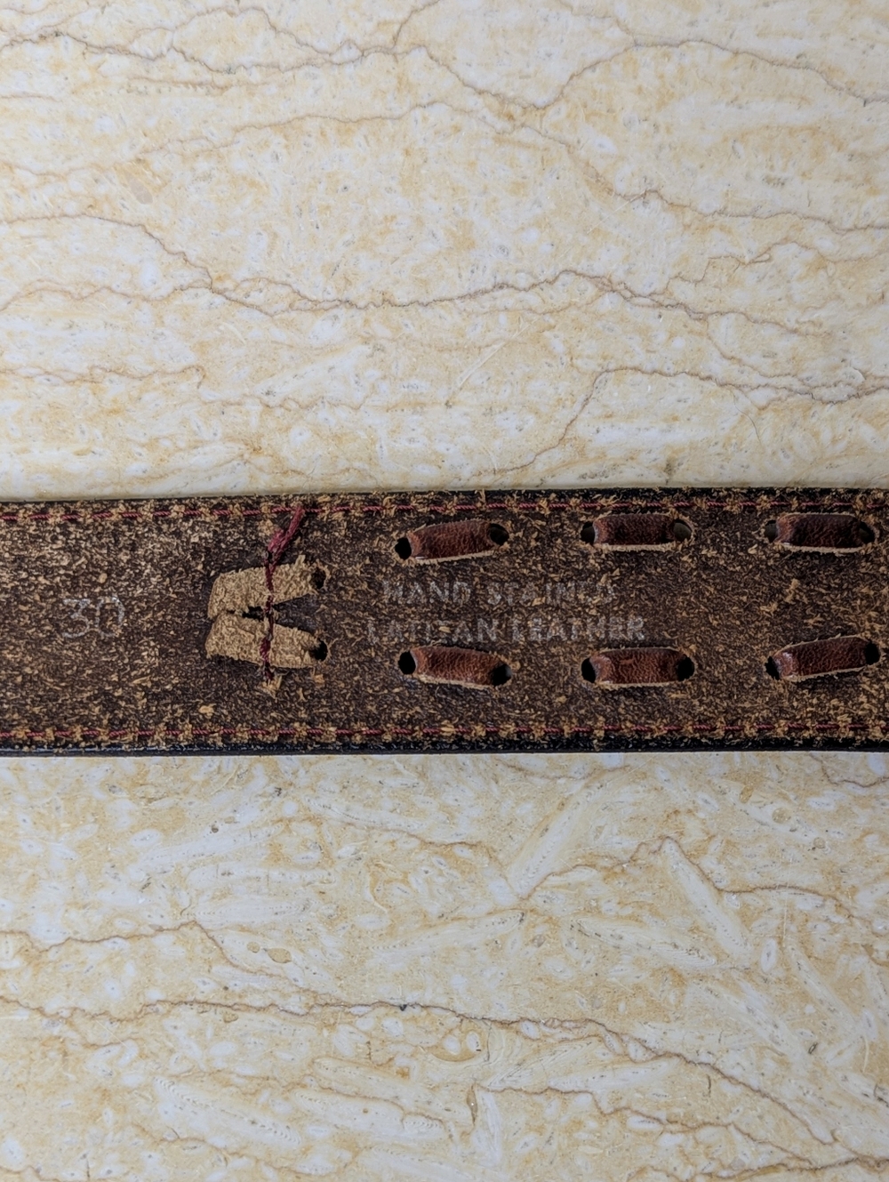 Vintage Leather Hand Stained Tooled Rugged Distressed Blue Floral Belt Womens 30 - Picture 6 of 14